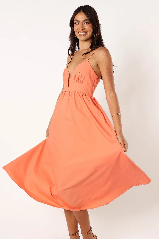 Sleeveless Women Dress in Bright Colors for Summer PartiesNoira Midi Dress - Apricot