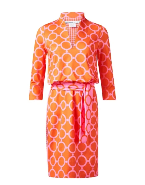 Ruffled Women Dress with Multiple Layers for a Playful and Girly StylePink and Orange Print Cotton Dress