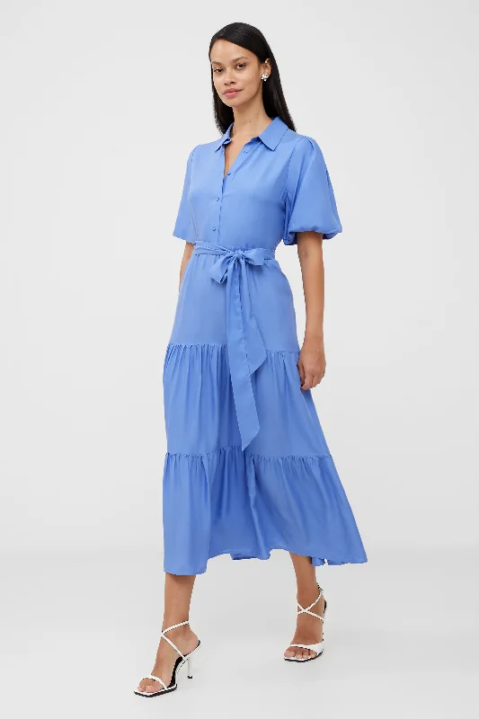 Wrap - Style Women Dress with Adjustable Fit for All Body TypesPuff Sleeve Tiered Midi Shirt Dress