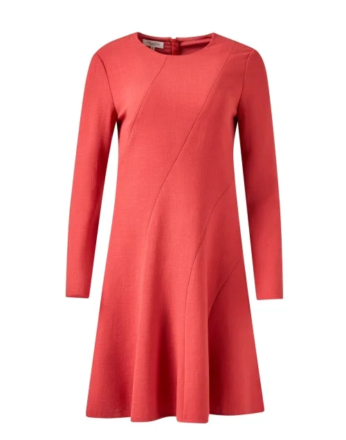 Halter Neck Women Dress to Show Off the Shoulders and NecklineBrick Red Wool Dress