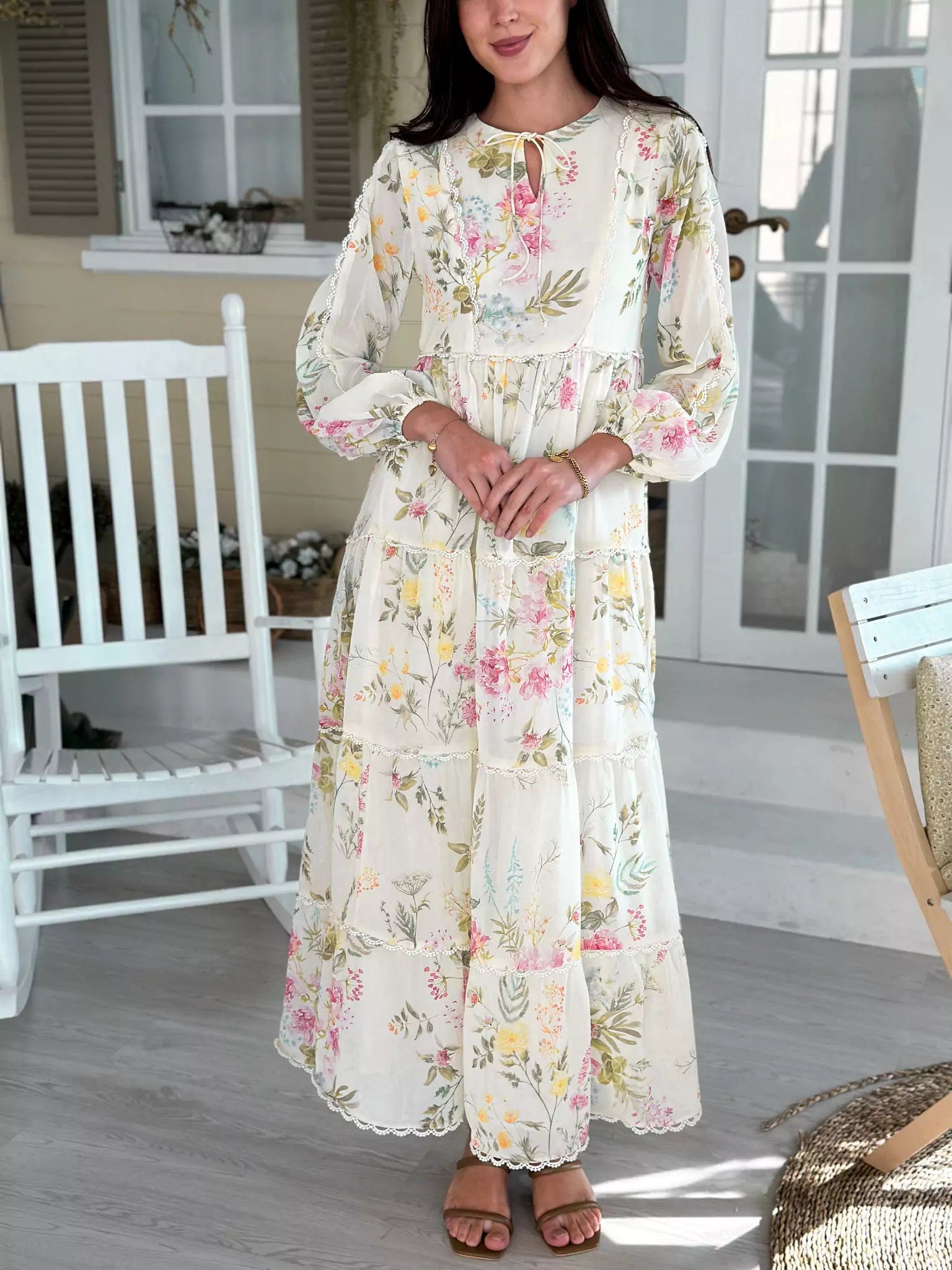 Ruffled Women Dress with Multiple Layers for a Playful and Girly StyleSavannah Floral Long Dress