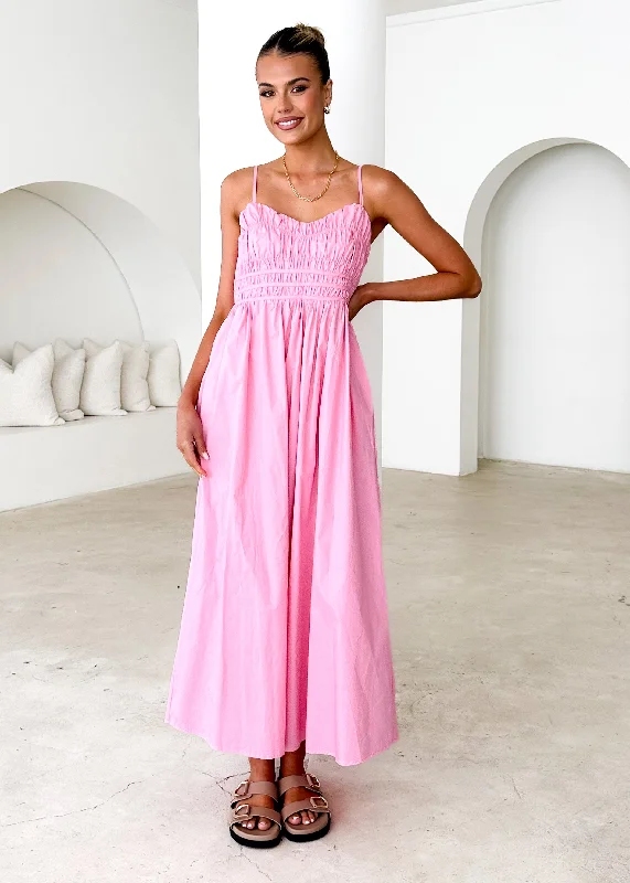 Ruffled Women Dress with Multiple Layers for a Playful and Girly StyleSerafina Maxi Dress - Pink