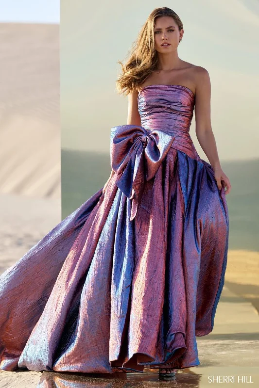 Pleated Women Dress with a Timeless and Elegant TextureSherri Hill Strapless Bow Dress 56850