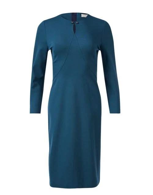 Ruffled Women Dress with Multiple Layers for a Playful and Girly StyleTamzin Teal Jersey Pencil Dress