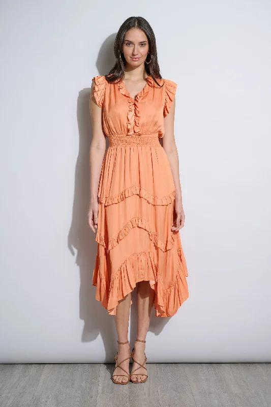 Ruffled Women Dress with Multiple Layers for a Playful and Girly StyleRuffle Midi Dress