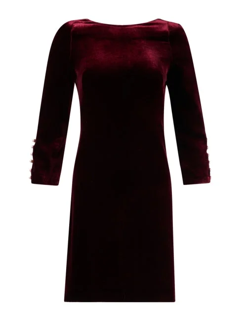 Plus Size Women Dress with a Flattering A - Line Cut for Comfort and StyleTinkerbelle Burgundy Velvet Dress