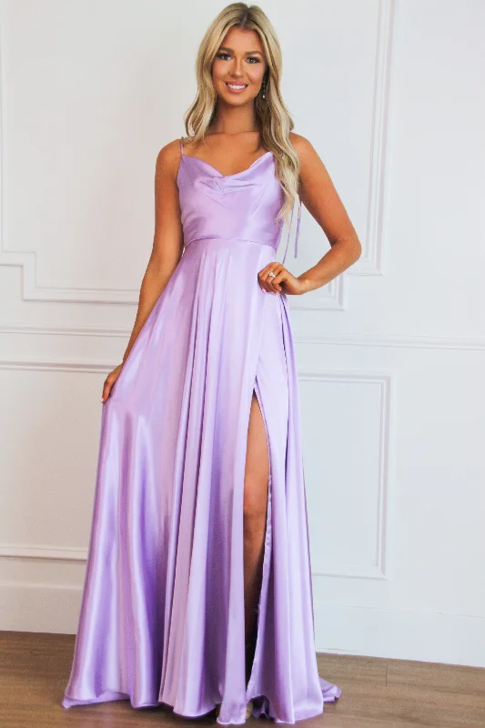 Wrap - Style Women Dress with Adjustable Fit for All Body TypesTonight's the Night Satin Formal Dress: Lavender