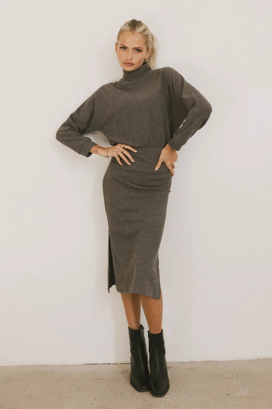 Backless Women Dress for a Sexy and Alluring Look at Evening EventsUlrich Sweater Dress in Charcoal