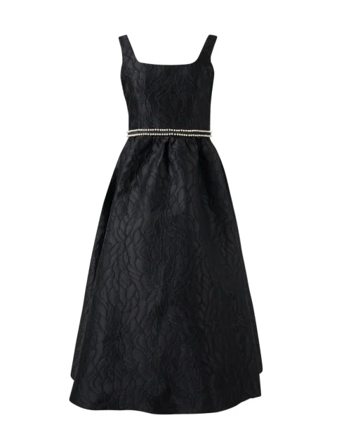 Mini Women Dress with a Short Hem for a Young and Trendy StyleVictoria Black Jacquard Dress