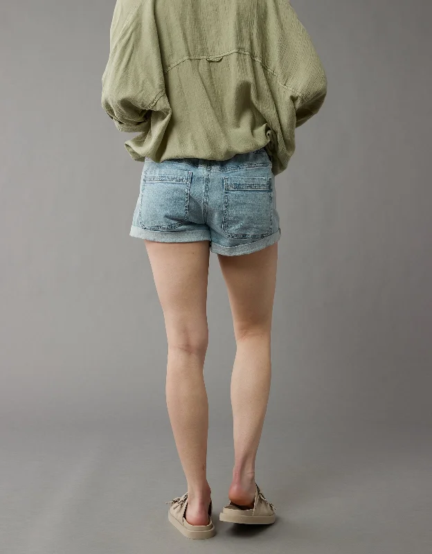 Solid Color Women Shorts in Bright Hues for a Bold StatementAE Dreamy Drape Stretch Denim Easy Shortie