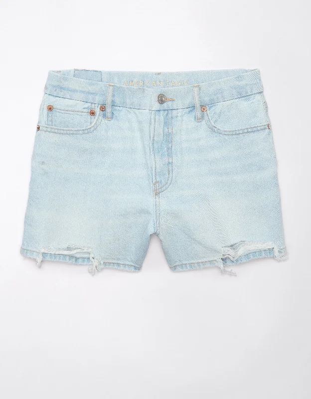 Denim Women Shorts with Distressed Details for a Casual VibeAE Strigid Curvy Super High-Waisted Relaxed Ripped Short