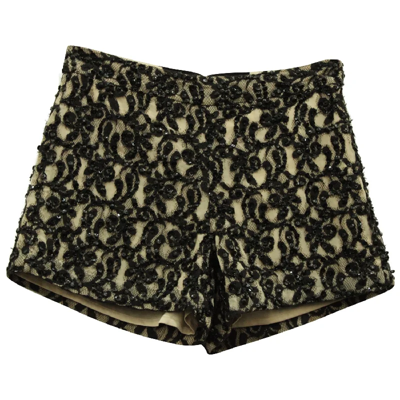 Cargo Women Shorts with Multiple Pockets for FunctionalityAlice & Olivia Embellished Guipure Shorts in Black Polyester