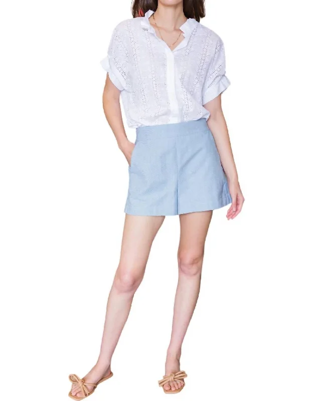 Linen Women Shorts for Breathable Comfort in Hot WeatherBlakely Shorts In Sky Denim