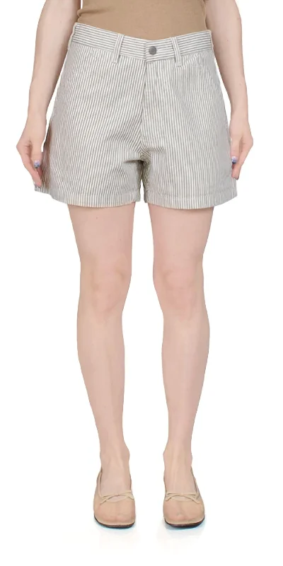 Leather Look Women Shorts for an Edgy and Chic StyleCarpenter Striped Cotton Shorts In Grey