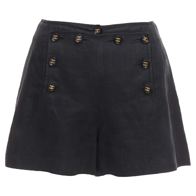 Plus Size Women Shorts with a Comfortable and Stylish FitChanel Vintage Linen Gold CC Logo Buttons Sailor Shorts