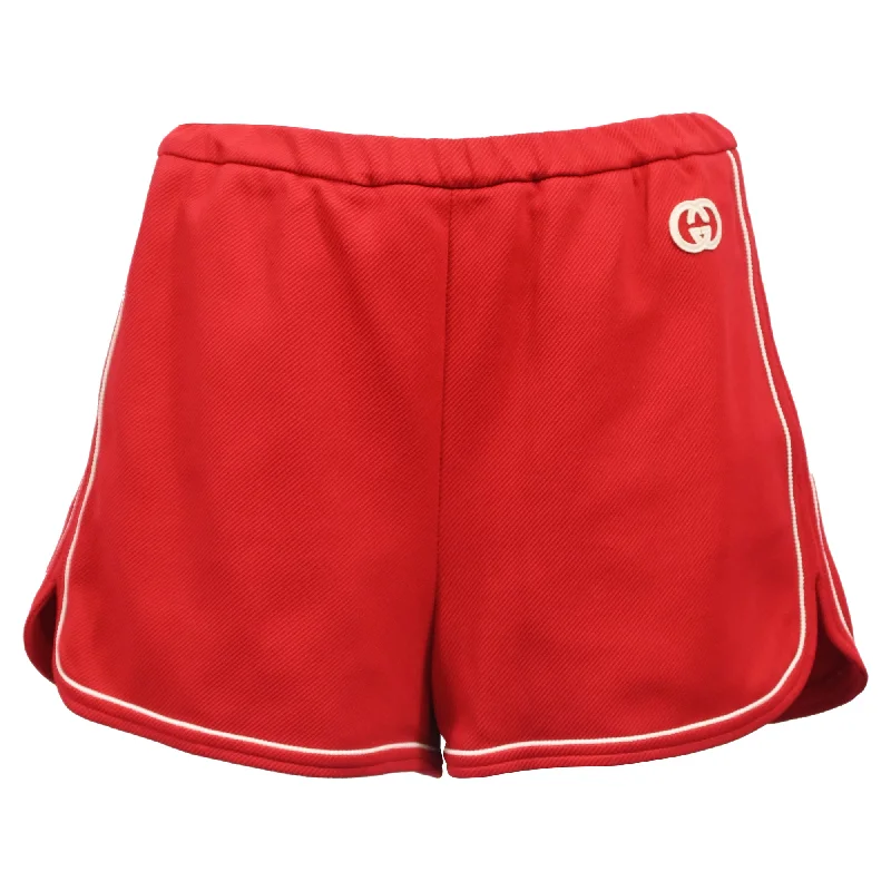 Cuffed Women Shorts for a Laid - Back and Trendy LookGucci Interlocking G Track Shorts in Red Cotton