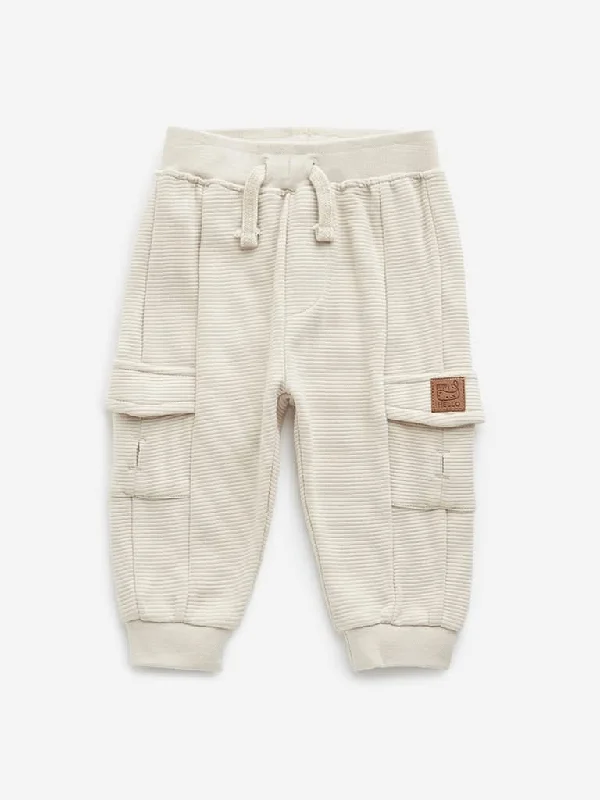 Bermuda Women Shorts for a Classic and Sophisticated LookHOP Baby Beige Cargo-Style Mid-Rise Joggers