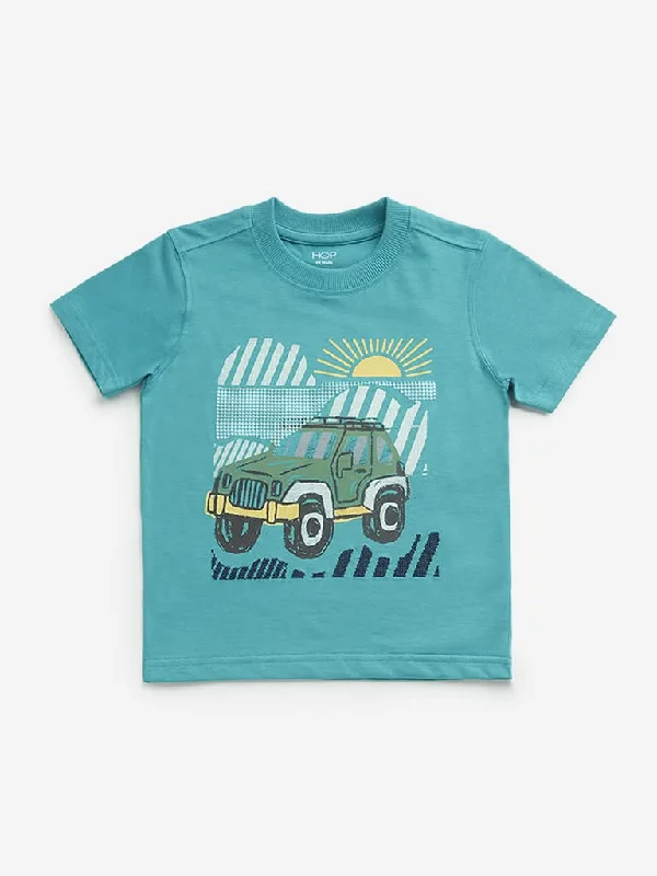 Jeanette Women Shorts with a Soft and Comfortable FeelHOP Kids Teal Car Design T-Shirt