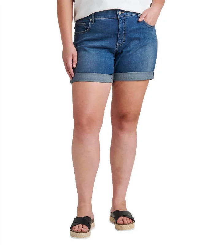 Stretchable Women Shorts for Maximum MobilityMid Rise Alex Boyfriend Short Plus In Brilliant Blue