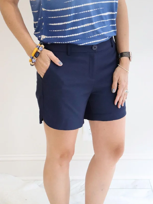 Printed Animal Print Women Shorts for a Wild and Stylish AppearanceSide-Round Shorts In Navy