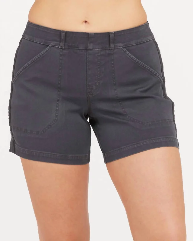 Jeanette Women Shorts with a Soft and Comfortable FeelStretch Twill Shorts, 6" In Washed Black