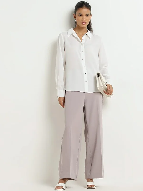 Bermuda Women Shorts for a Classic and Sophisticated LookWardrobe Grey Straight Fit Mid-Rise Trousers