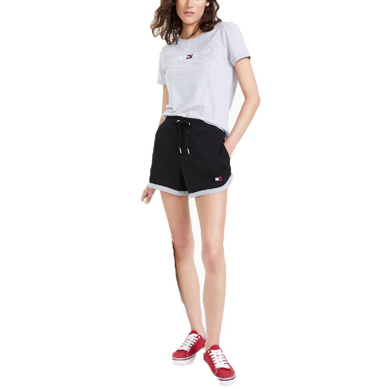 Belted Women Shorts to Enhance the WaistlineWomens Contrast Hem Drawstring Casual Shorts