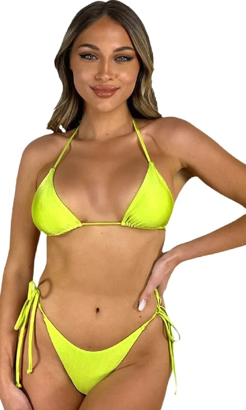 Convertible women swimwear that can be worn in multiple styles for versatilityBERRY CHEEKY SCRUNCH BOTTOM - LIME