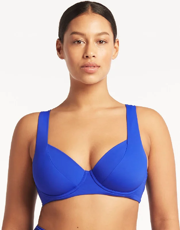 Plus - size women swimwear with full - coverage bottoms for comfort and confidenceEssentials Underwired C/D Cup Bikini Top - Cobalt