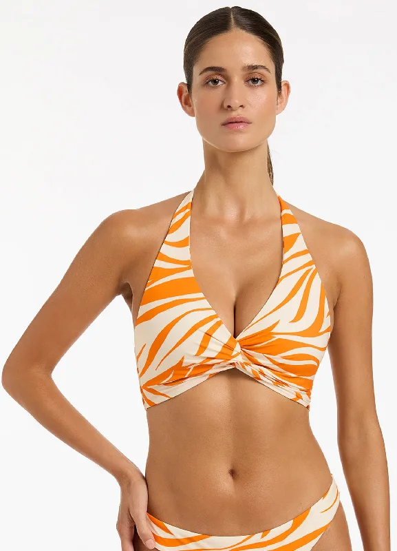 Maternity women swimwear for expecting mothers to enjoy the water comfortablyFine Lines D-DD Twist Front Top - Papaya