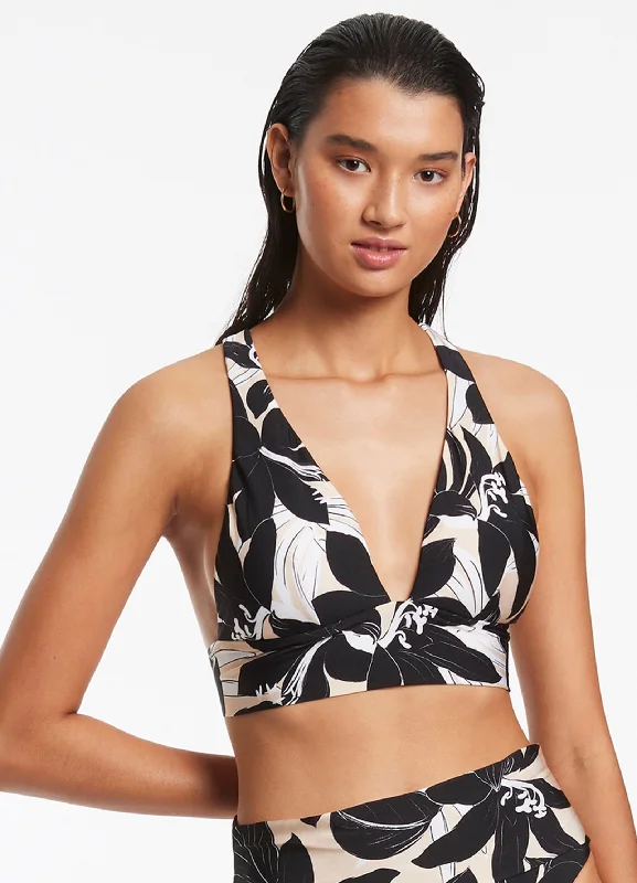 Printed floral women swimwear for a feminine and colorful beach vibeFloreale Soft Tri Top - Black