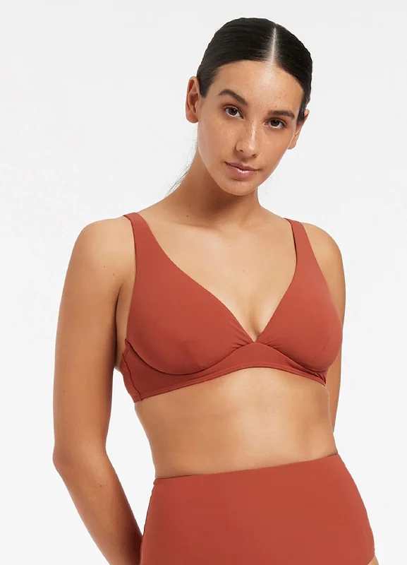 Metallic women swimwear with a shiny finish for a glamorous poolside lookJETSET D/DD Underwire Bikini Top - Russet