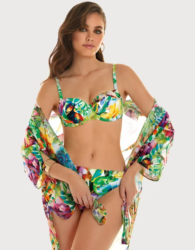 Metallic women swimwear with a shiny finish for a glamorous poolside lookJungle Underwired Balcony Bikini Set - Jungle Print