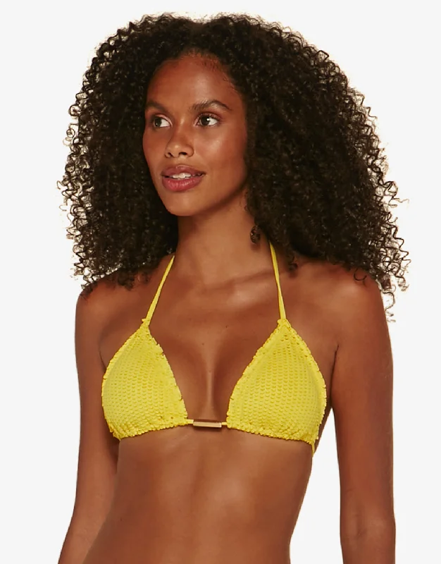 Monokini women swimwear with a unique one - piece - meets - bikini designLight Scales Ripple Tri Bikini Top - Yellow