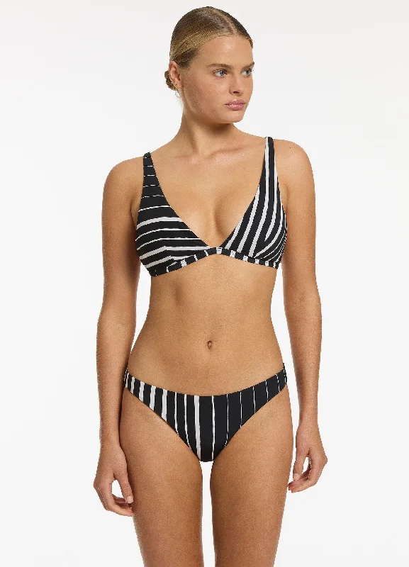 Bikini women swimwear with adjustable straps for a customized fitLunar Stripe Triangle Bikini Top - Black/Chalk