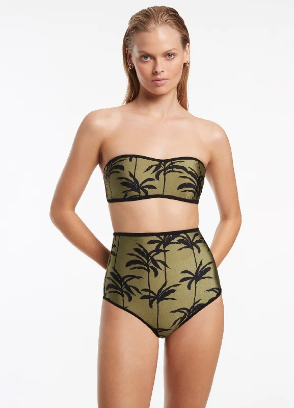 Plus - size women swimwear with full - coverage bottoms for comfort and confidencePalme Minimal Bandeau Top - Olive