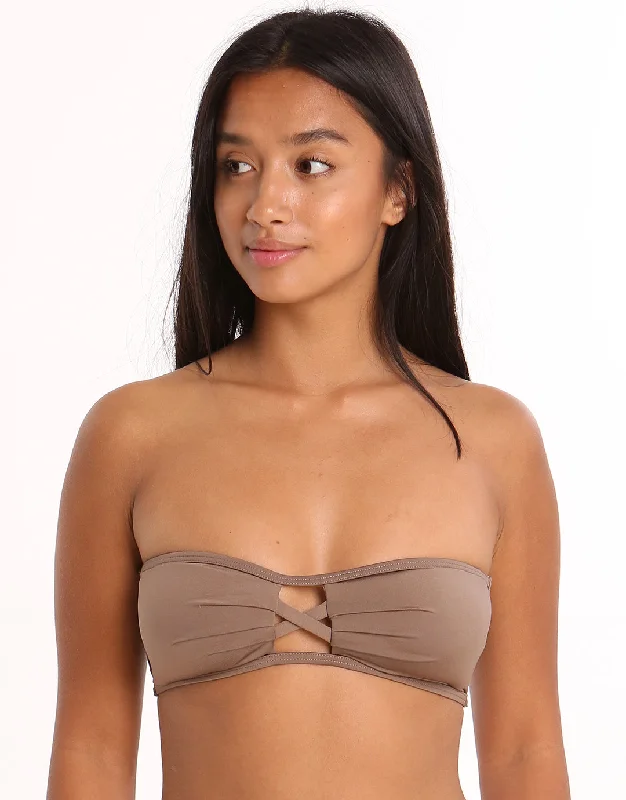 Sustainable women swimwear made from recycled materials for eco - conscious beachgoersCore Lennox Bandeau Bikini Top - Cubano