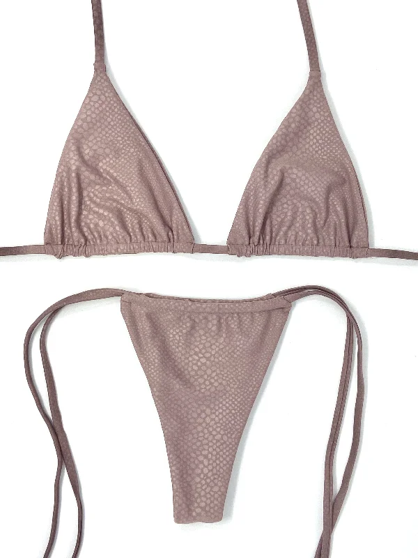 One - piece women swimwear with cut - outs for a stylish and modern appealPOISE SLIDE BOTTOM- MAUVE SNAKE