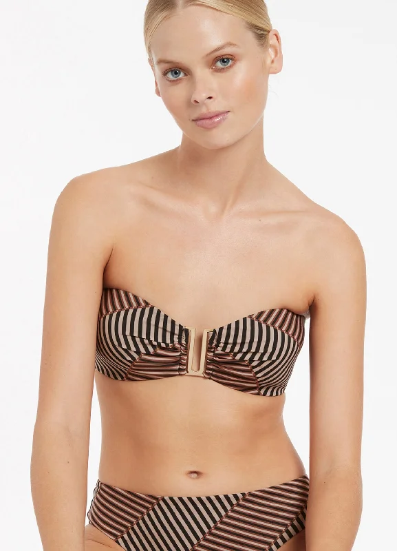 Lace - trimmed women swimwear for an elegant and romantic touchRaya Bandeau Top - Tobacco