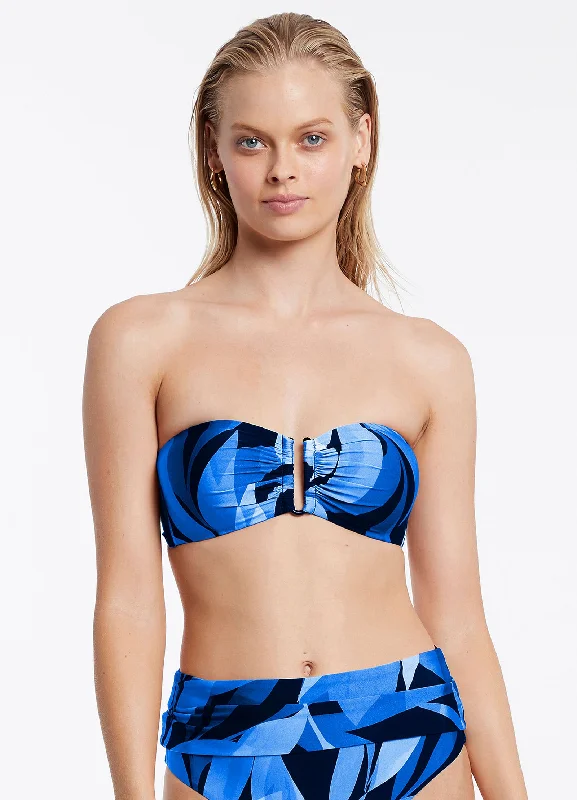 High - waisted women swimwear for a retro and flattering lookSolari Bandeau Top - Pacific Blue