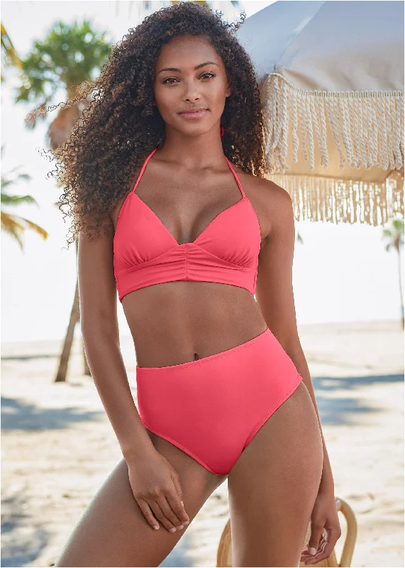 High - performance women swimwear with quick - drying fabric for active swimmersGathered Triangle Top - Sunset Pink