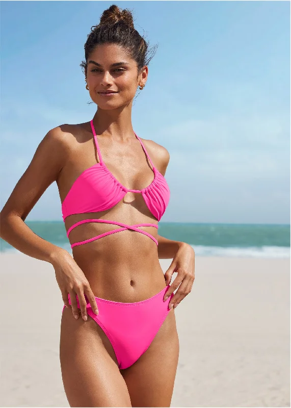 Plus - size women swimwear with full - coverage bottoms for comfort and confidenceIbiza Triangle Bikini Top - Hot Pink